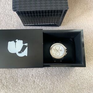 Karl Lagerfeld Men's Silver and Black Watch